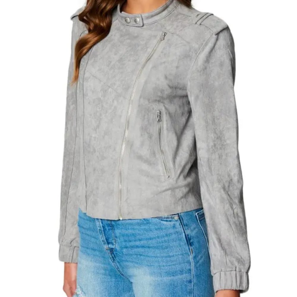 Blank NYC Women's Faux Suede Moto Bomber - Picture 6 of 7